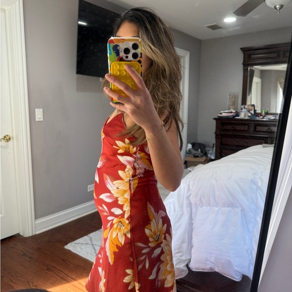 Red and Yellow Sleeveless Spaghetti Strap Maxi Sundress - Picture 2 of 4